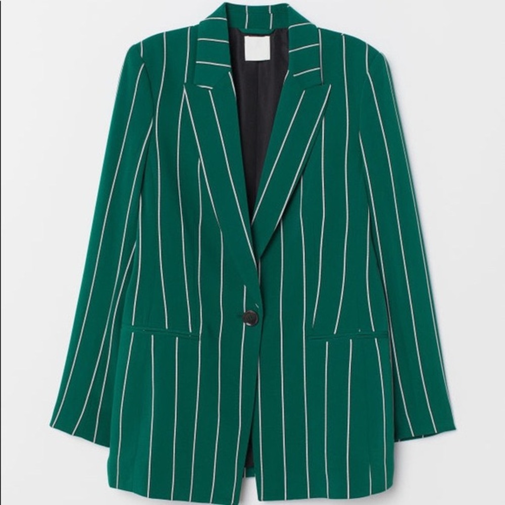 H&M Green Pin Stripped Blazer 8